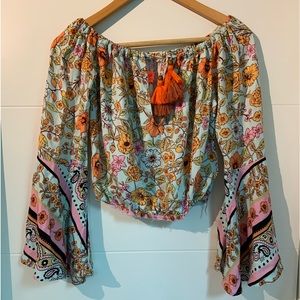 Maaji raw hem, bell sleeve crop top (M)